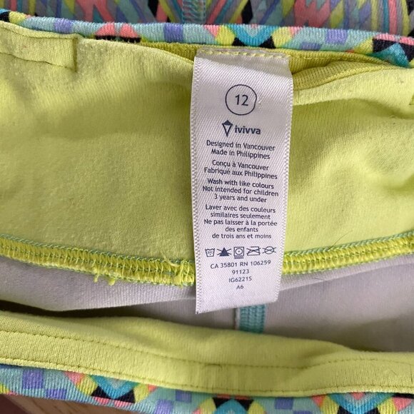 Ivivva Cropped Leggings Girls Size 12 Abstract Print Multicolored PT-2251 - Picture 6 of 10